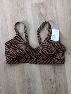 knix Black and Brown Zebra-Print Sunny Scoop Bikini Top